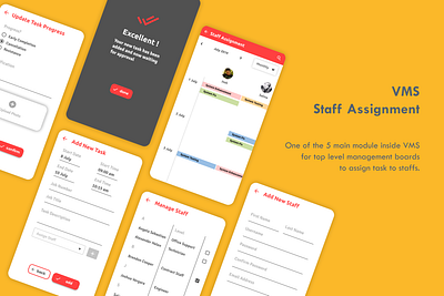 Vertigo Management System (VMS - App - Staff Assignment) app design figma flat minimal mobile mobile app mobile app design mobile design mobile ui ui ui ux ui design uidesign uiux ux ux ui ux design uxdesign uxui