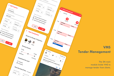 Vertigo Management System (VMS - App - Tender Management) app design figma flat minimal mobile mobile app mobile app design ui ui ux ui design uidesign uiux ux ux ui ux design uxdesign uxui