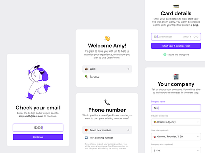 Signup and onboarding app calling chat app clean desktop messaging minimal onboarding phone saas app sign up simple ui ux web