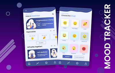 Mood Tracker Conceptual Design appicon designs freelance freelancer happy icon logodesign moodtracker remote job typography ui uidesign ux ux design uxui
