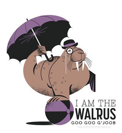I am the Walrus 3 color animal illustration beatles character character illustration childrens illustration humor illustration walrus