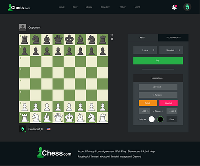 Chess.com Play Page app branding chess design illustration logo mockup page play uiux ux website website builder websites