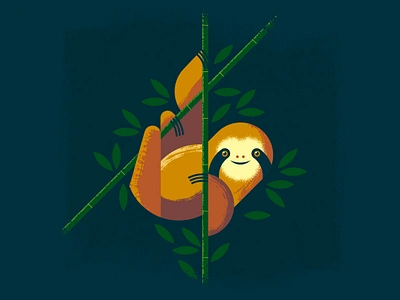 Sloth at the Columbus Zoo brushes custom geometric illustration illustrator leaf modern vector zoo