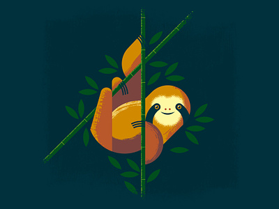 Sloth at the Columbus Zoo brushes custom geometric illustration illustrator leaf modern vector zoo