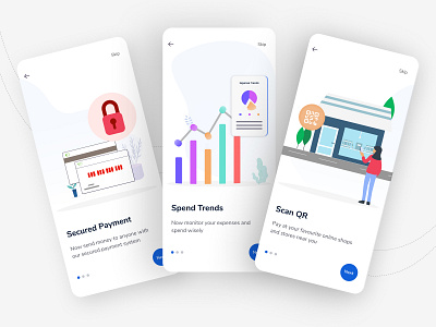 Digital Payment App Onboarding design digital payment illustration minimal mobile app design onboarding ui pay payment payment app scan qr codes spending ui ui design ux vector