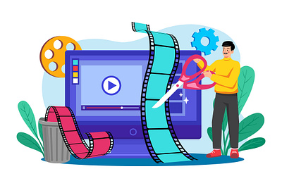 Video Editor Illustration Concept color