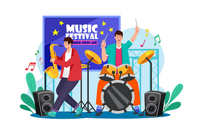 Musician Illustration Concept color