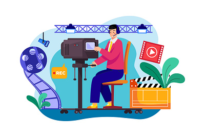 Camera Operator Illustration Concept color