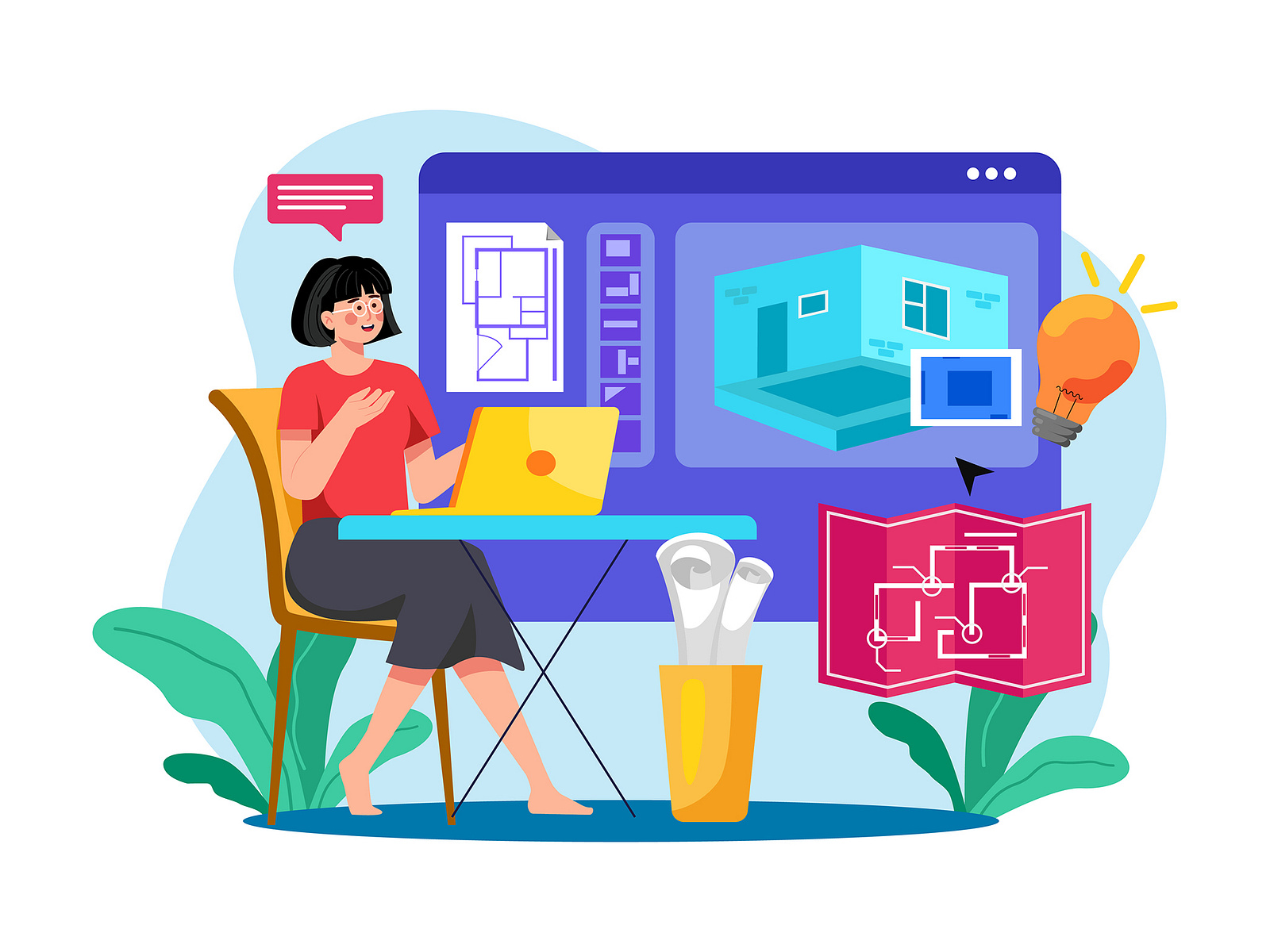 Interior Designer Illustration Concept by HoangPts on Dribbble