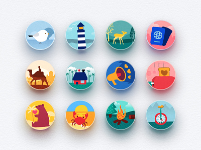 Badges for activities on HolidayCheck badge badge logo community content design holiday holidaycheck icon illustration review reward travel ugc