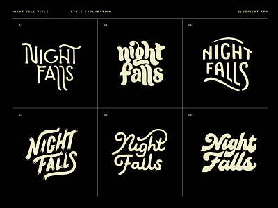 Night Falls Title Concept Sketches lettering lettering design logo logo process logo sketches logotype podcast podcast cover process script sketch sketches thumbnails title lettering type typography