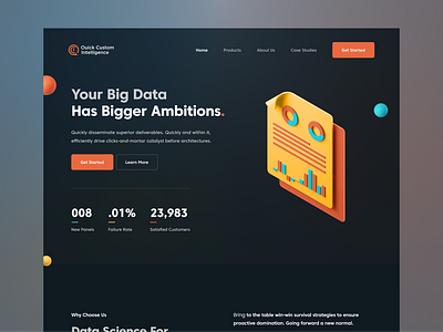 QCI - Original Draft (Alt Ver.) 3d 3d art 3d modeling branding colorful dark data inspiration logo mockup modern orange ui design ux design web design website