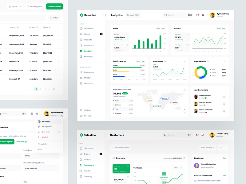 Salesline - Analytics Dashboard UI Kit analytic business chart chat dashboard inbox management marketing project sales styleguide ui ui kit ui8 uidesign uikit ux web web app web design