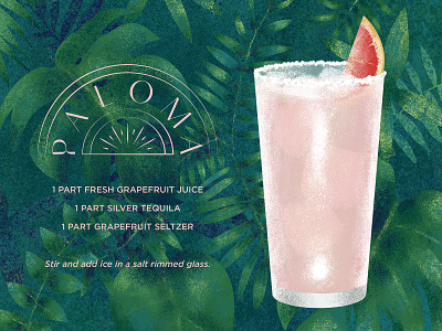 Paloma Recipe adobe fresco branding cocktail color design digital painting fresco illustration logo paloma tiki bar