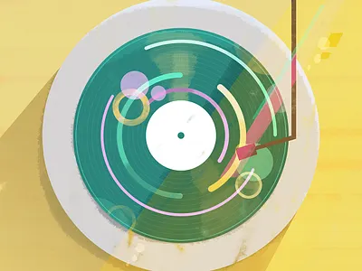 Record player art design drawing illustration
