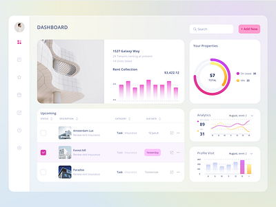 DASHBOARD 2021 design dashboard dashboard ui design glassmorphism realestate shot ui ux