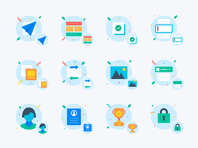 Product illustrations set blocks cards checkmark design library design system icon set icons illustration image upload input field lock paper plane product illustration profile card send simplified syncing transfer trophy user management