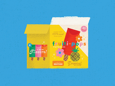 popsicles! flat floral flowers ice cream packaging pineapple popsicle popsicles retro summer texture tropical