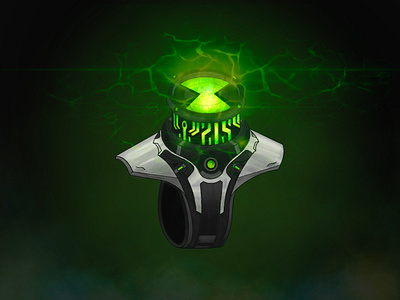 Omnitrix V2 alien drawing energy green illustration omnitrix space superhero transform watch