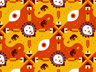 Geometric Africa Pattern 2d africa african dribbbleweeklywarmup flatdesign geometic geometric design illustration lion pattern vector weekly warm up weeklywarmup