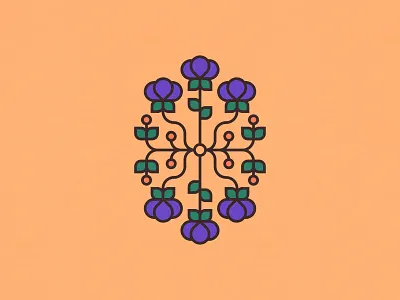 Spring Flowers 3/3 adobe illustrator clean flowers graphic design illustration minimal orange purple spring symmetrical symmetry vector