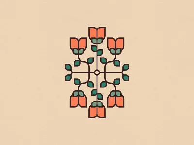 Spring Flowers 2/3 adobe illustrator clean flowers graphic design illustration minimal orange spring symmetrical symmetry tulips vector