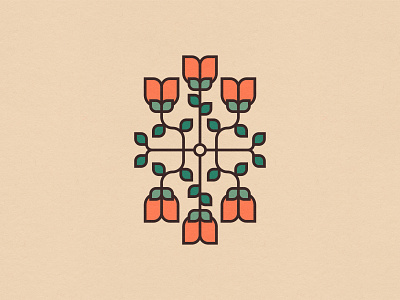 Spring Flowers 2/3 adobe illustrator clean flowers graphic design illustration minimal orange spring symmetrical symmetry tulips vector