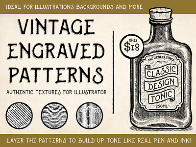 Vintage Engraved Patterns bottle brushes brushes photoshop classic engraved engraver engravers hat illustrator pattern patterns texture textures top hat vector vintage