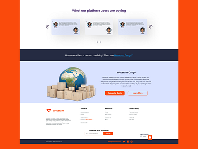 Wetaram Footer Web UI Design cargo delivery footer footer design footer menu newsletter reviews testimonial testimonials web web design