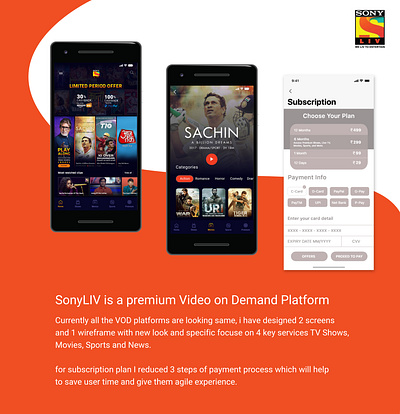 Sonyliv VOD Presentation app design ui ux
