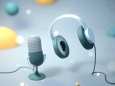 Podcast Gear 3d 3d art cinema4d design headphones illustration microphone music podcast render