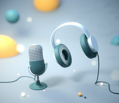 Podcast Gear 3d 3d art cinema4d design headphones illustration microphone music podcast render