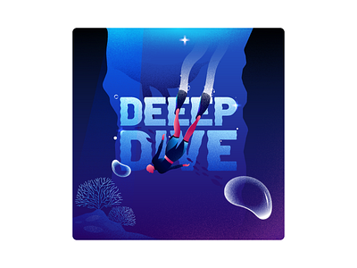 DEEEP DIVE - Podcast cover illustration colors concept cover art creative deep blue deep sea dive diver dribbble free dive illustration ocean life podcast podcast art vector