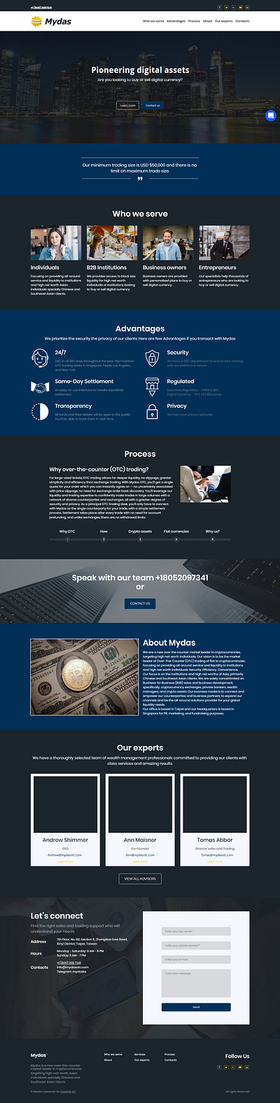 Mydas website one page website responsive design ui ux ui design webdesign website website design