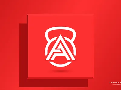 Alphabet AA physical fitness vector logo design with dumbbell advertising