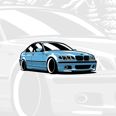 BMW E46 Sedan art artwork automobile car design drawing graphicdesign illustration logo vector