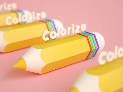 Colorize 3d 3dart cinema4d color design digitalart kid octane paint pencil pencil drawing pink yellow