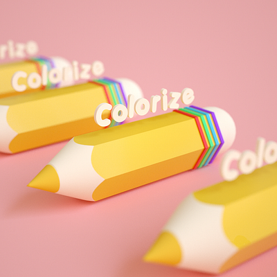 Colorize 3d 3dart cinema4d color design digitalart kid octane paint pencil pencil drawing pink yellow