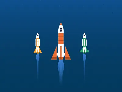 Data Migration to Astra app data database enterprise flight future illustration migration rockets science fiction space tech vector