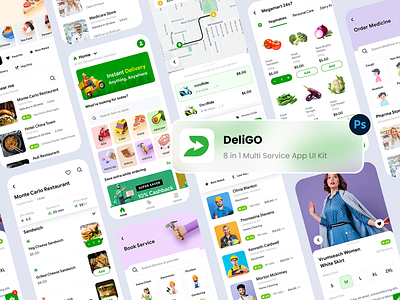 Multi-Service App UI Kit app design app ui app ui ki app ui kit application branding cab booking app clone app design ecomeerce app food ordering app grocery app handyman illustration logo multi service app order tracking ui ui design