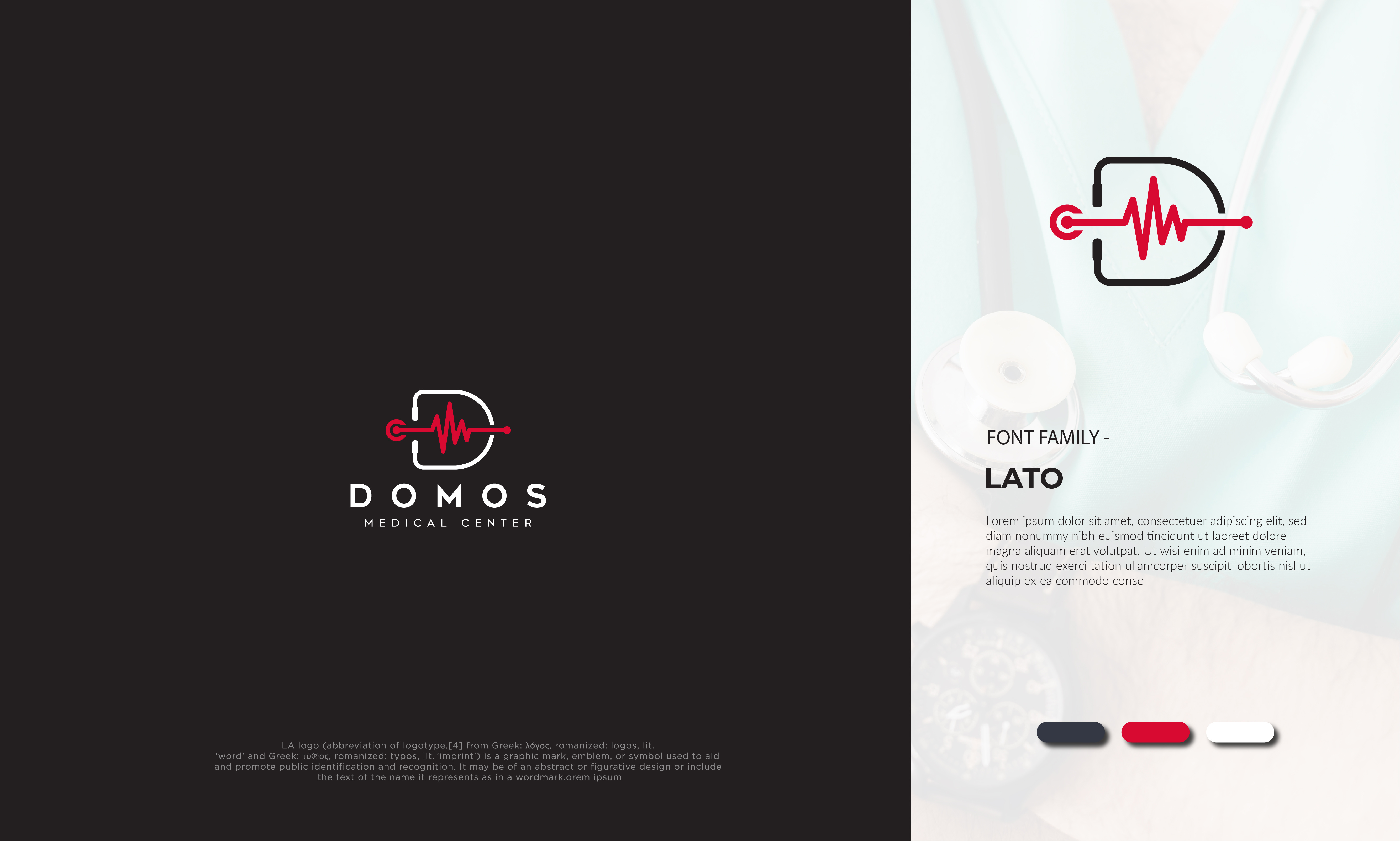 DOMOS MEDICAL CENTER 3d animation black branding design flat graphic design health heart illustration logo logo design medical minimal minimalist logo motion graphics red ui unique white
