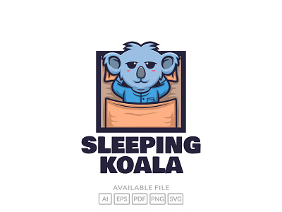 cartoon sleeping Koala logo design character animal branding cartoon character cute design illustration koala logo mascot sleeping