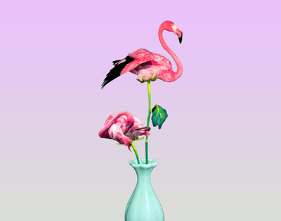 Photoshop Flamingo Challenge flamingo illustration photoshop photoshop art vase vector