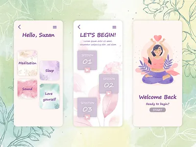 Meditation app android android app android app design app design excercise meditation meditation app mobile app ui ux yoga yoga app