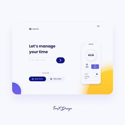 Alarm App Landing Page adobe adobe xd design landing landing page mobile page ui uiux ux web website