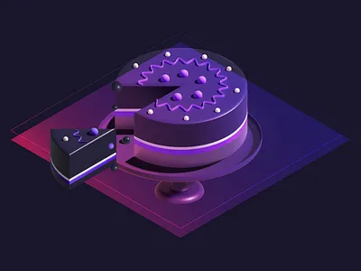 Purple Coin Illustrations 3d black cake design graphic design illustration isometric joystick pink purple shape
