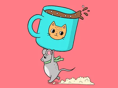 Hot Chocolate Thief drawing hot chocolate illustration mouse running thief
