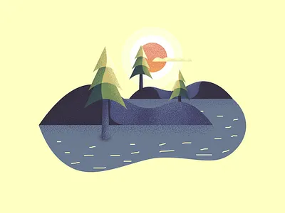 Floating Hills abstract floating forest grain texture hills illustration lake landscape illustration nature trees wild
