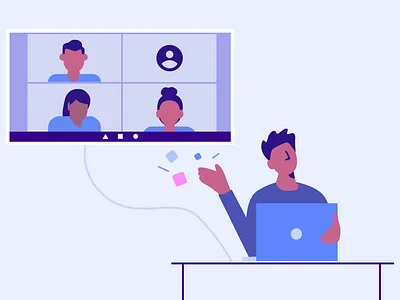Illustration: Working together remotely blog conference design hangout illustration lyft meeting remote remote working remotework vc video video call video conference video conferencing virtual zoom