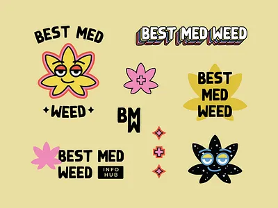Best Med Weed brand branding color color palette design educational icon illustration informational logo logo design marijuana marijuana branding medical marijuana trippy vector weed weed branding